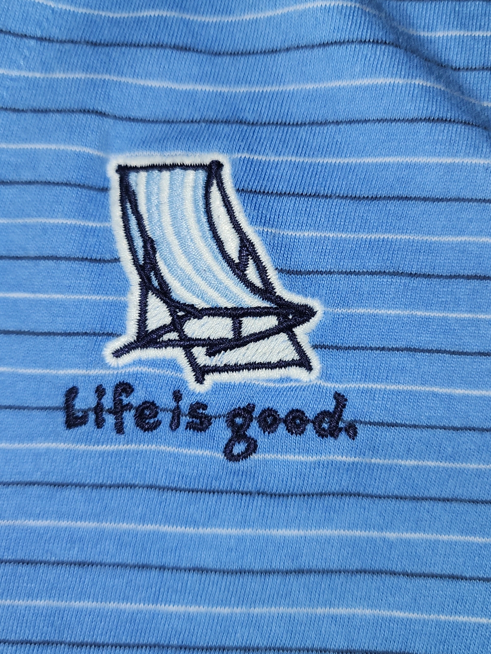LIFE IS GOOD Light Blue Striped Hooded V-Neck Tee XXL - Picture 3 of 10